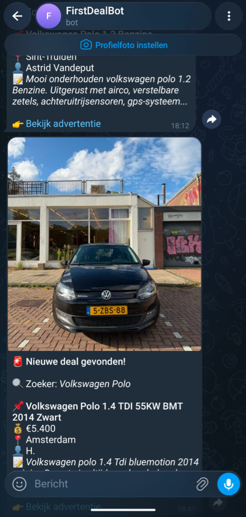 Telegram Deal Notificatie - FirstDealBot